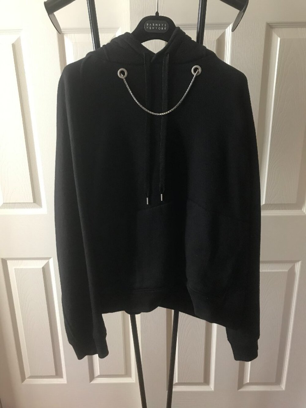 Neil Barrett Black Chain Detail Raglan Hoodie Made in Italy Size M NWOT